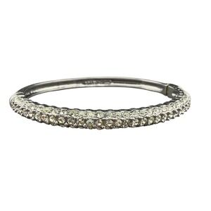 Nolan Miller Silver Tone Rhinestone Hinge Bangle Bracelet